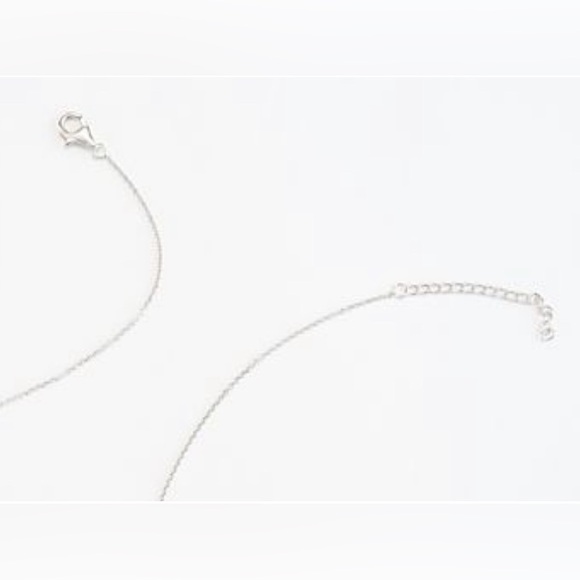 A QVC Diamonique brand open heart pave necklace in sterling silver color. - Picture 2 of 3
